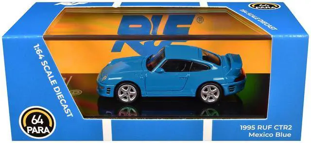 Alt view image 6 of 6 - 1995 RUF CTR2 Mexico Blue 1/64 Diecast Model Car by Paragon