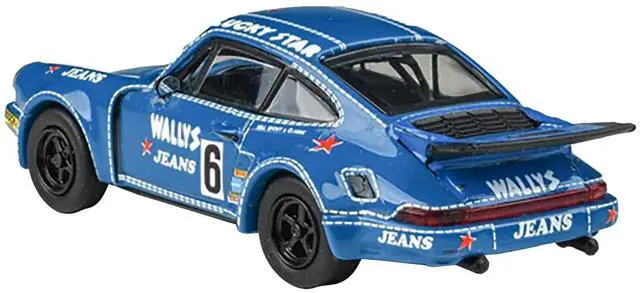 Alt view image 3 of 6 - 1975 Porsche 911 Carrera RSR 3.0 #6 "Kremer Racing - Wallys Jeans" Blue 1/64 Diecast Model Car by Paragon