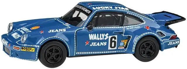 Alt view image 5 of 6 - 1975 Porsche 911 Carrera RSR 3.0 #6 "Kremer Racing - Wallys Jeans" Blue 1/64 Diecast Model Car by Paragon