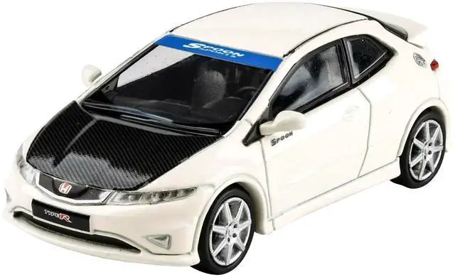 Alt view image 3 of 4 - 2007 Honda Civic Type R FN2 Championship White with Carbon Hood 1/64 Diecast Model Car by Paragon Models