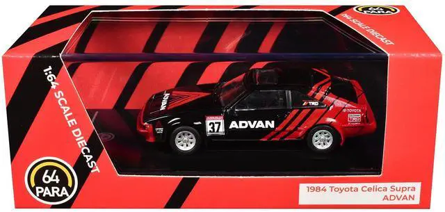 Alt view image 6 of 6 - 1984 Toyota Celica Supra #37 "ADVAN" Black and Red 1/64 Diecast Model Car by Paragon