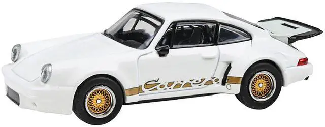 Alt view image 5 of 6 - Porsche 911 Carrera RSR 3.0 Grand Prix White with Gold Stripes and Wheels 1/64 Diecast Model Car by Paragon