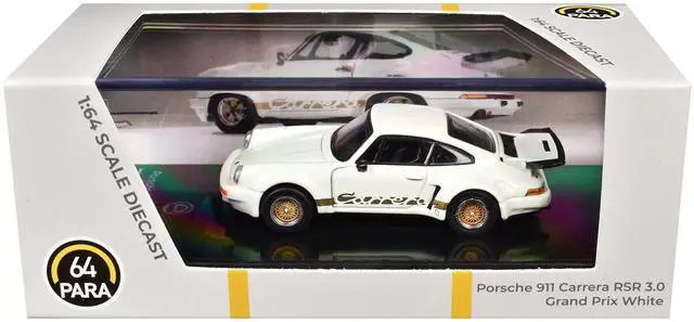 Alt view image 6 of 6 - Porsche 911 Carrera RSR 3.0 Grand Prix White with Gold Stripes and Wheels 1/64 Diecast Model Car by Paragon