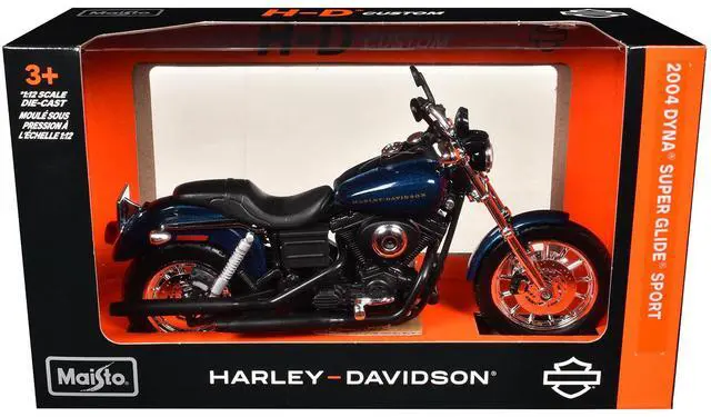 Alt view image 5 of 6 - 2004 Harley-Davidson Dyna Super Glide Sport Blue 1/12 Diecast Motorcycle Model by Maisto