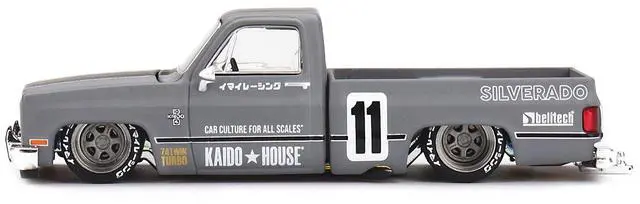 Alt view image 3 of 6 - Chevrolet Silverado "KAIDO V2" Pickup Truck #11 Gray with Black Stripes "Kaido House" Special 1/64 Diecast Model Car by Mini GT