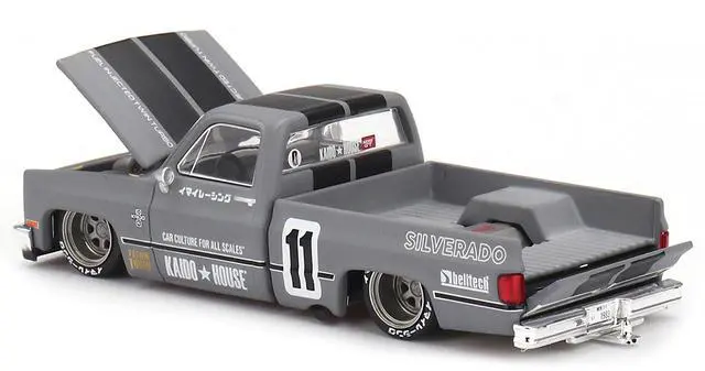 Alt view image 4 of 6 - Chevrolet Silverado "KAIDO V2" Pickup Truck #11 Gray with Black Stripes "Kaido House" Special 1/64 Diecast Model Car by Mini GT