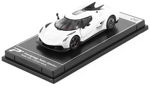Alt view image 3 of 3 - Koenigsegg Jesko Absolut Crystal White Metallic "Hypercar League Collection" 1/64 Diecast Model Car by PosterCars