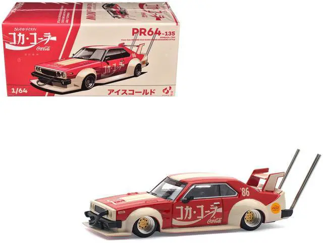 Main image of Skyline GT-R V8 Drift "Hakosuka" RHD (Right Hand Drive) "Coca-Cola (Japan)" Red and Cream 1/64 Diecast Model Car by Pop Race