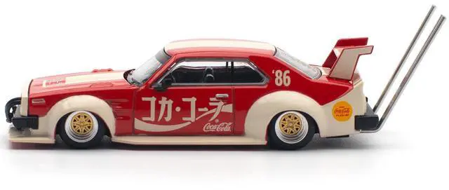Alt view image 3 of 6 - Skyline GT-R V8 Drift "Hakosuka" RHD (Right Hand Drive) "Coca-Cola (Japan)" Red and Cream 1/64 Diecast Model Car by Pop Race