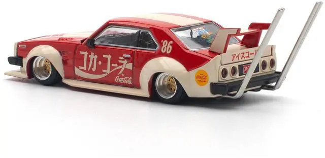 Alt view image 4 of 6 - Skyline GT-R V8 Drift "Hakosuka" RHD (Right Hand Drive) "Coca-Cola (Japan)" Red and Cream 1/64 Diecast Model Car by Pop Race