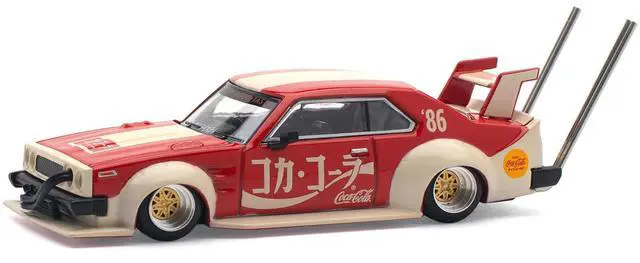 Alt view image 5 of 6 - Skyline GT-R V8 Drift "Hakosuka" RHD (Right Hand Drive) "Coca-Cola (Japan)" Red and Cream 1/64 Diecast Model Car by Pop Race