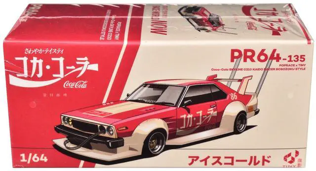 Alt view image 6 of 6 - Skyline GT-R V8 Drift "Hakosuka" RHD (Right Hand Drive) "Coca-Cola (Japan)" Red and Cream 1/64 Diecast Model Car by Pop Race
