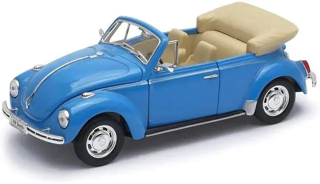Main image of Volkswagen Beetle Convertible Blue 1/24 Diecast Car Model by Welly