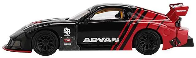 Alt view image 3 of 6 - Mazda RX-7 LB-Super Silhouette RHD (Right Hand Drive) "Advan" Black and Red Limited Edition 1/64 Diecast Model Car by Mini GT