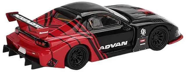 Alt view image 4 of 6 - Mazda RX-7 LB-Super Silhouette RHD (Right Hand Drive) "Advan" Black and Red Limited Edition 1/64 Diecast Model Car by Mini GT