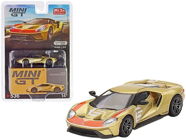 Main image of Ford GT #5 "Holman Moody Heritage Edition" Gold Met w/Red Ltd Ed to 1800 pcs 1/64 Diecast Model Car by Mini GT