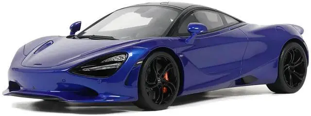 Main image of 2023 McLaren 750S Coupe Blue Metallic with Black Top 1/18 Model Car by GT Spirit
