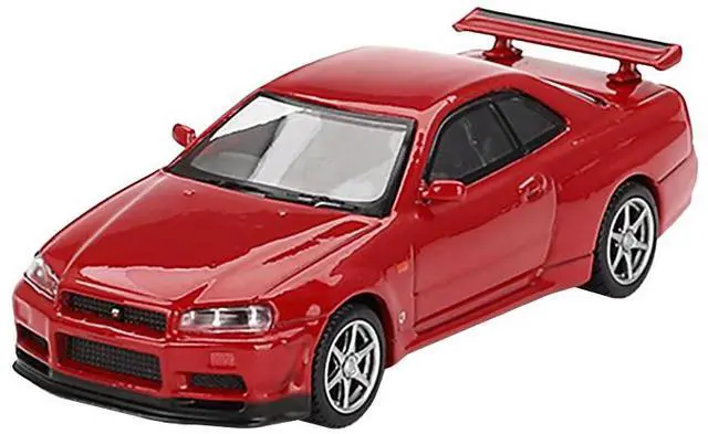 Alt view image 2 of 6 - Nissan Skyline GT-R (R34) V-Spec RHD Active Red Limited Edition 1/64 Diecast Model Car by Mini GT