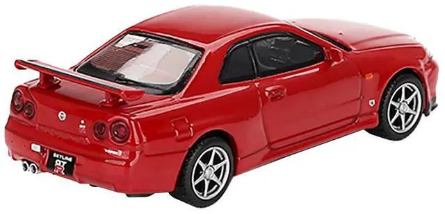Alt view image 4 of 6 - Nissan Skyline GT-R (R34) V-Spec RHD Active Red Limited Edition 1/64 Diecast Model Car by Mini GT