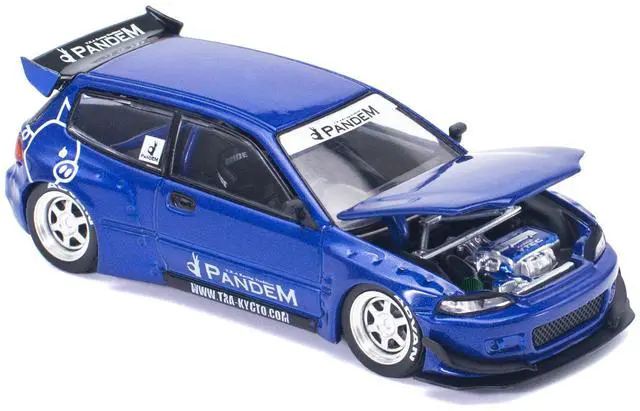 Alt view image 3 of 6 - Pandem Civic EG6 RHD (Right Hand Drive) Blue Metallic 1/64 Diecast Model Car by Pop Race