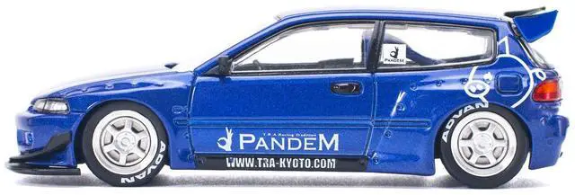 Alt view image 4 of 6 - Pandem Civic EG6 RHD (Right Hand Drive) Blue Metallic 1/64 Diecast Model Car by Pop Race