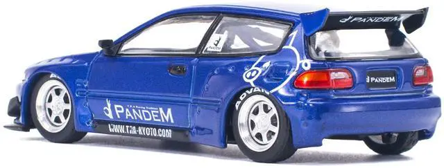 Alt view image 5 of 6 - Pandem Civic EG6 RHD (Right Hand Drive) Blue Metallic 1/64 Diecast Model Car by Pop Race