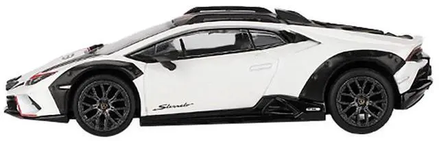 Alt view image 2 of 6 - Lamborghini Huracan Sterrato Bianco Asopo White Metallic with Red Stripes and Matt Black Top 1/64 Diecast Model Car by Mini GT