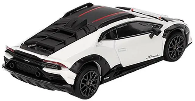 Alt view image 3 of 6 - Lamborghini Huracan Sterrato Bianco Asopo White Metallic with Red Stripes and Matt Black Top 1/64 Diecast Model Car by Mini GT