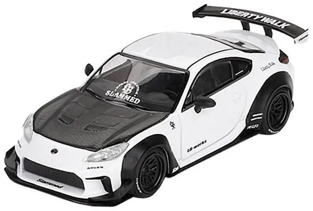 Alt view image 2 of 6 - Toyota GR86 "LB-Nation - Liberty Walk" White with Carbon Hood Limited Edition 1/64 Diecast Model Car by Mini GT