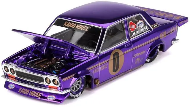 Alt view image 3 of 6 - Datsun 510 Pro Street #0 "Anniversary Edition" Purple Metallic "Kaido House" Special 1/64 Diecast Model Car by Mini GT