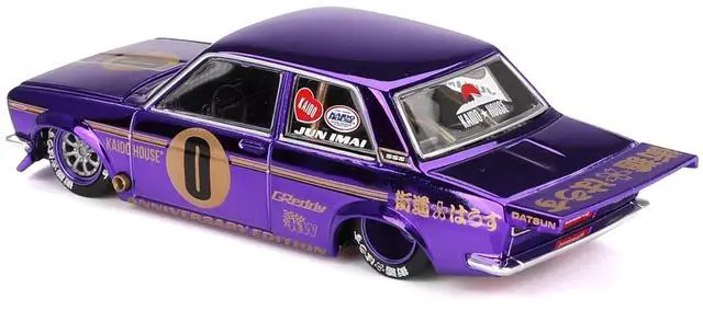 Alt view image 5 of 6 - Datsun 510 Pro Street #0 "Anniversary Edition" Purple Metallic "Kaido House" Special 1/64 Diecast Model Car by Mini GT