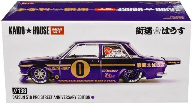 Alt view image 6 of 6 - Datsun 510 Pro Street #0 "Anniversary Edition" Purple Metallic "Kaido House" Special 1/64 Diecast Model Car by Mini GT