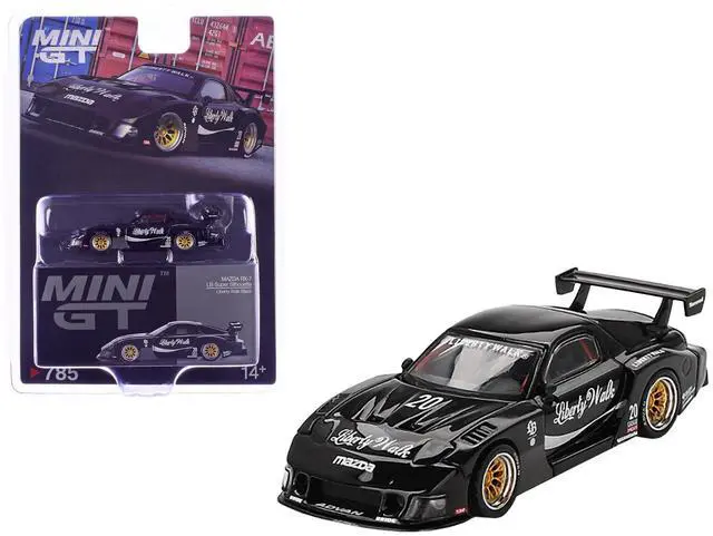Main image of Mazda RX-7 LB-Super Silhouette #20 "Liberty Walk" Black Limited Edition 1/64 Diecast Model Car by Mini GT