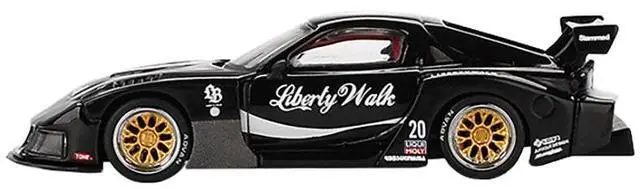 Alt view image 2 of 6 - Mazda RX-7 LB-Super Silhouette #20 "Liberty Walk" Black Limited Edition 1/64 Diecast Model Car by Mini GT