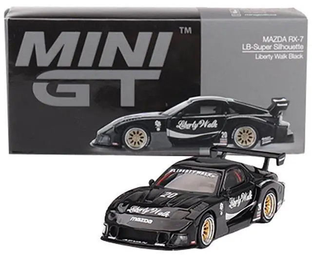 Alt view image 4 of 6 - Mazda RX-7 LB-Super Silhouette #20 "Liberty Walk" Black Limited Edition 1/64 Diecast Model Car by Mini GT