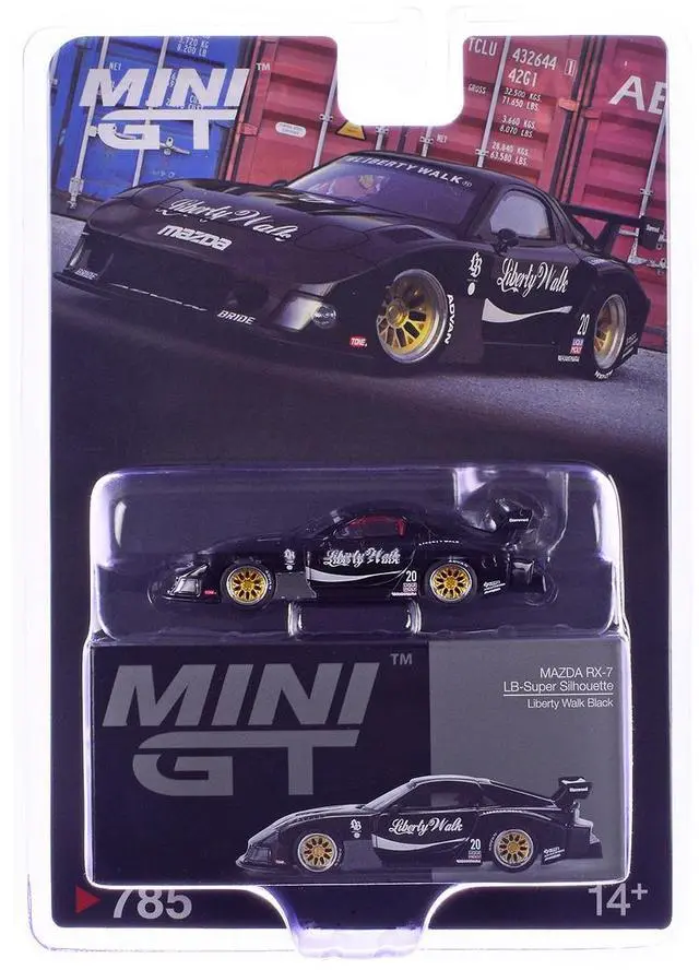 Alt view image 6 of 6 - Mazda RX-7 LB-Super Silhouette #20 "Liberty Walk" Black Limited Edition 1/64 Diecast Model Car by Mini GT
