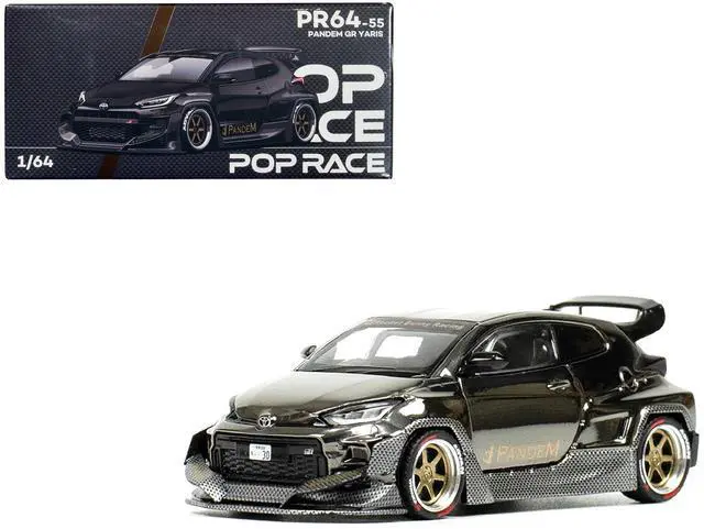 Main image of Toyota "Pandem" GR Yaris RHD (Right Hand Drive) Dark Chrome 1/64 Diecast Model Car by Pop Race