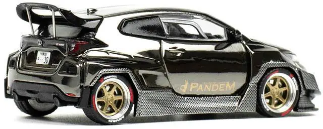 Alt view image 3 of 3 - Toyota "Pandem" GR Yaris RHD (Right Hand Drive) Dark Chrome 1/64 Diecast Model Car by Pop Race