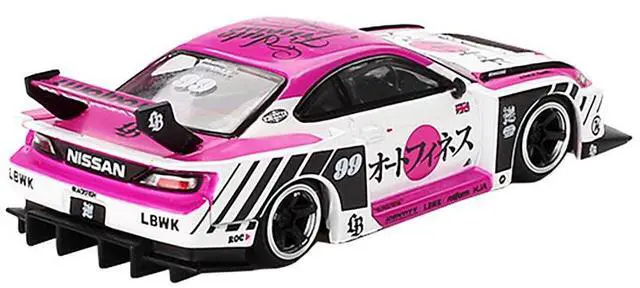Alt view image 3 of 6 - Nissan "LB-Super Silhouette" S15 SILVIA RHD #99 "Auto Finesse - SEMA 2023" White & Pink Ltd Ed 1/64 Diecast Model Car by Mini GT