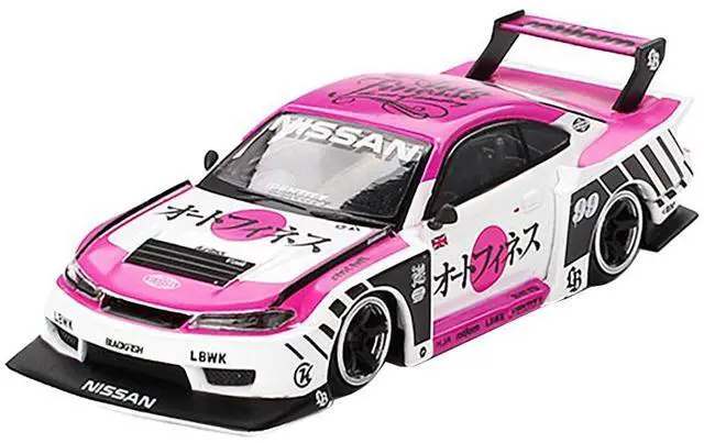 Alt view image 4 of 6 - Nissan "LB-Super Silhouette" S15 SILVIA RHD #99 "Auto Finesse - SEMA 2023" White & Pink Ltd Ed 1/64 Diecast Model Car by Mini GT