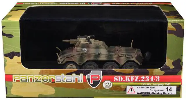 Alt view image 6 of 6 - Sd.Kfz. 234/3 Armored Vehicle "1st Panzer Division, Hungary" (1945) German Army 1/72 Die Cast Model by Panzerstahl