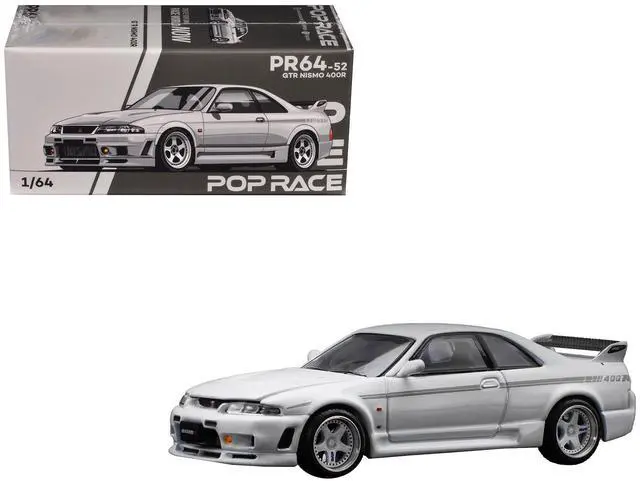 Main image of GTR Nismo 400R RHD (Right Hand Drive) White 1/64 Diecast Model Car by Pop Race