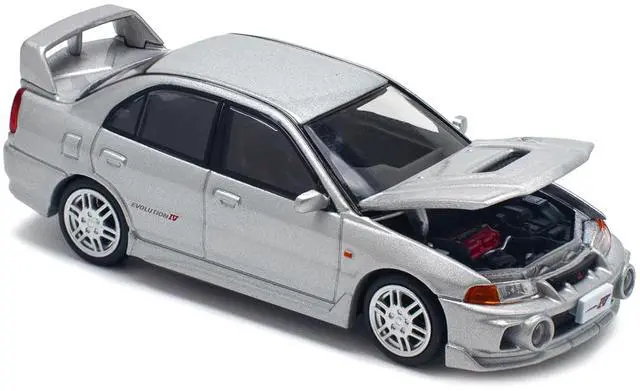 Alt view image 2 of 6 - Mitsubishi Lancer Evolution IV RHD (Right Hand Drive) Steel Silver Metallic 1/64 Diecast Model Car by Pop Race