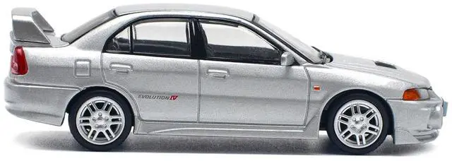 Alt view image 3 of 6 - Mitsubishi Lancer Evolution IV RHD (Right Hand Drive) Steel Silver Metallic 1/64 Diecast Model Car by Pop Race