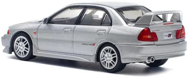 Alt view image 4 of 6 - Mitsubishi Lancer Evolution IV RHD (Right Hand Drive) Steel Silver Metallic 1/64 Diecast Model Car by Pop Race