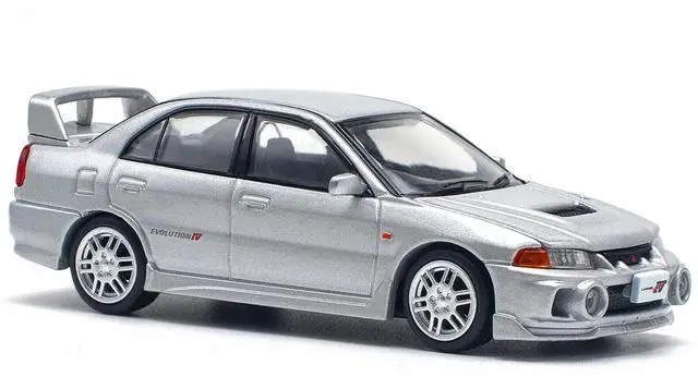 Alt view image 5 of 6 - Mitsubishi Lancer Evolution IV RHD (Right Hand Drive) Steel Silver Metallic 1/64 Diecast Model Car by Pop Race