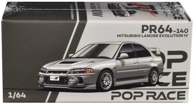 Alt view image 6 of 6 - Mitsubishi Lancer Evolution IV RHD (Right Hand Drive) Steel Silver Metallic 1/64 Diecast Model Car by Pop Race