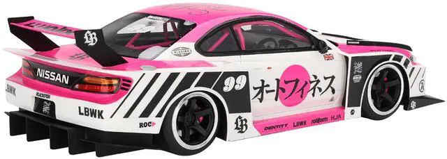Alt view image 4 of 6 - Nissan "LB-Super Silhouette" S15 SILVIA RHD #99 "Auto Finesse - SEMA 2023" White and Pink 1/18 Model Car by Top Speed