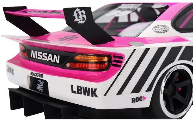 Alt view image 5 of 6 - Nissan "LB-Super Silhouette" S15 SILVIA RHD #99 "Auto Finesse - SEMA 2023" White and Pink 1/18 Model Car by Top Speed