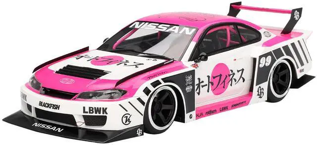 Main image of Nissan "LB-Super Silhouette" S15 SILVIA RHD #99 "Auto Finesse - SEMA 2023" White and Pink 1/18 Model Car by Top Speed